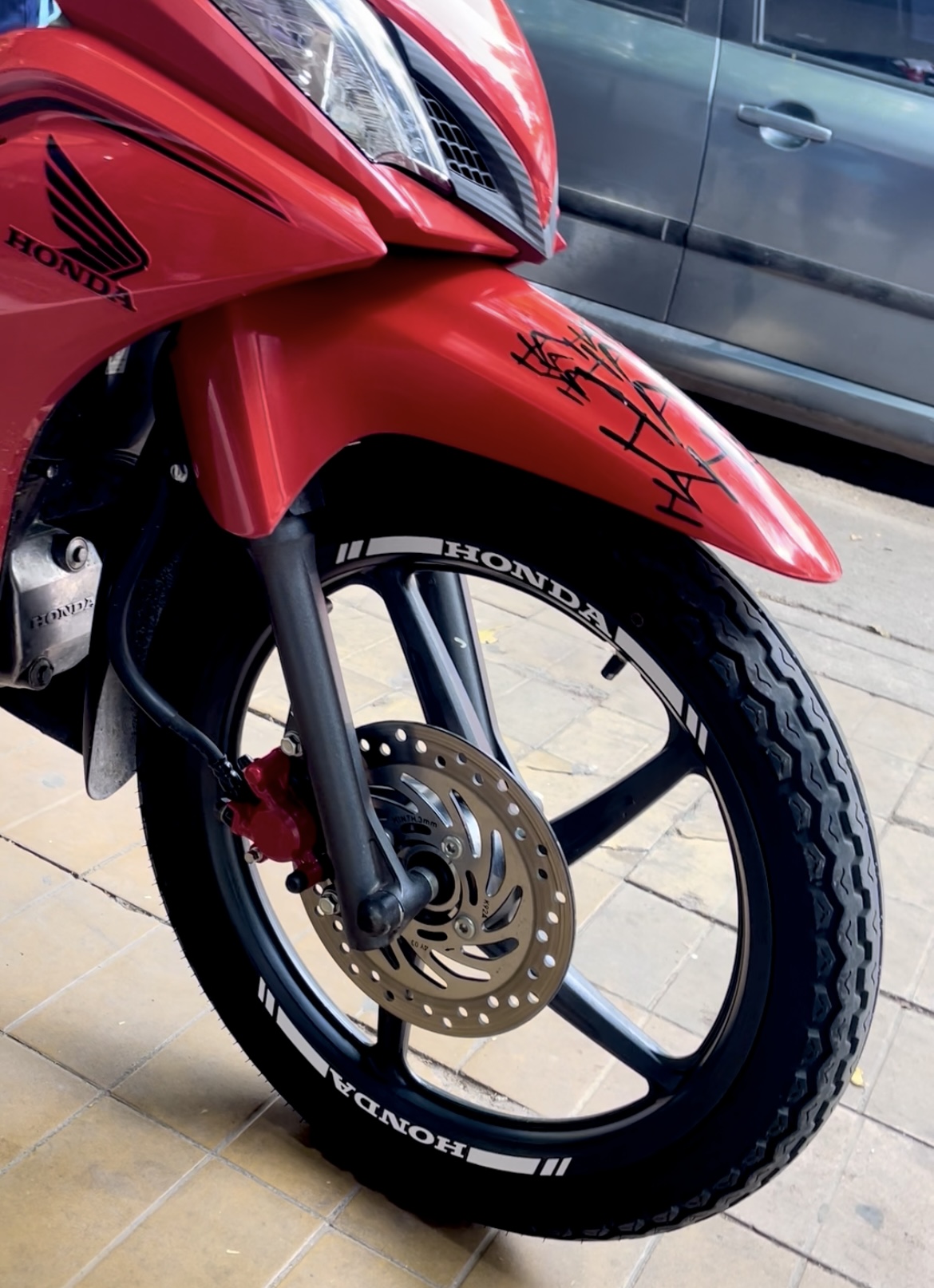 calco llanta honda tira blanca